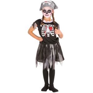 Süßes Girlie Piraten Skelett Kostüm - 128 (8-10 Jahre)