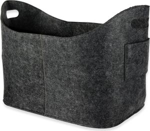 Schramm® Kaminholztasche grau aus Filz Holzkorb ca. 53 x 40x 30 cm wählbar 1, 2 oder 3 Stück Filzkorb Zeitungskorb Filztaschen , Größe:1 Stück