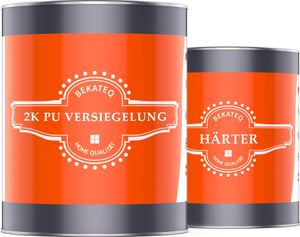 2K PolyurethanVersiegelung farblos 1kg für Außen und Innen I UV-beständig und wasserfest I Klarlack glänzend I Versiegelung für Holz, Beton, Fliesen, Stein, Metall & mehr I für Wand & Boden - BEKATEQ LS-735