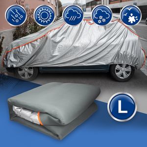 ECD Germany Plachta Combi, veľkosť L - 425x160x130 cm, sivá, z polyesteru, UV ochrana, nepremokavá, priedušná, prachotesná, ochrana proti krupobitiu v garáži Plachta na auto