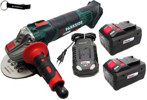 HEADNMORE® Bundle - PARKSIDE® 20V Akku Winkelschleifer PWSA 20 im Transportkoffer + HEADNMORE® Schlüsselanhänger (inkl. 2x 8Ah Akku)