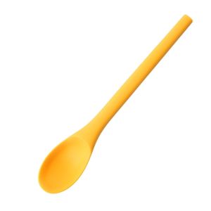 Suppenlöffel gebogener Kopf mit langem Griff Silikon Mehrzweck tragbarer Dessert-Eisschaufel täglich Gebrauch-Gelb