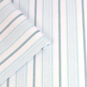 Laura Ashley Vlies Tapete | Heacham Stripe Seaspray Blau - 10 m x 0.52 m