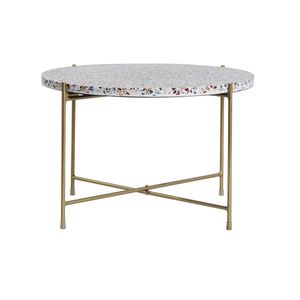 Miliboo - Beistelltisch rund Terrazzo und goldfarbenes Metall D55 cm MEZZO