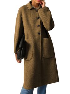Damen Trenchcoats Langarm Mantel Kragen Wintermantel Übergangsmantel mit Taschen Kamel,Größe M