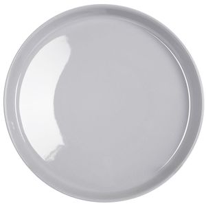 Mondex Essteller Speiseteller Porzellanteller flach grau groß mit erhöhtem Rand 24 cm