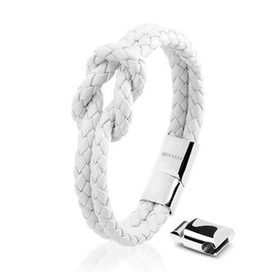 SERASAR | Leder Knotenarmband für Frauen [Knot] | Magnetverschluss aus Edelstahl | Farbe: Weiß | Länge: 20cm