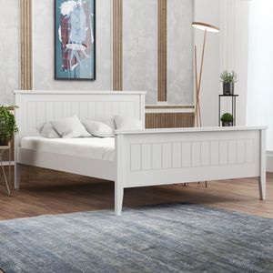 Selsey Bett LORENI - Doppelbett aus Kiefernholz in Weiß, mit Lattenrost, Liegefläche 120x200 cm