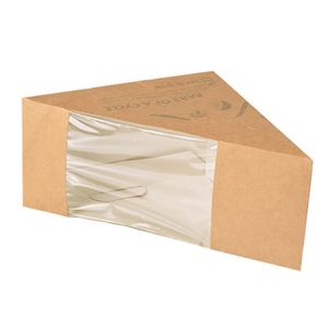 50 Sandwichboxen, Pappe mit Sichtfenster aus PLA "pure" 12,3 cm x 12,3 cm x 8,2 cm braun