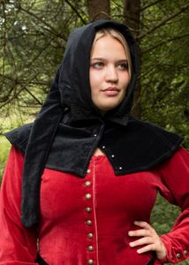 Mittelalterliche Samt-Gugel Mirella, versch. Farben - Wikinger LARP Kapuze Räuber Pirat Kostüm Farbe: rot