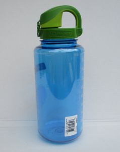 NALGENE Trinkflasche 1 Liter NEU mit OTF Trinkverschluss Flasche Blau Verschluss Grün/Hellgrün