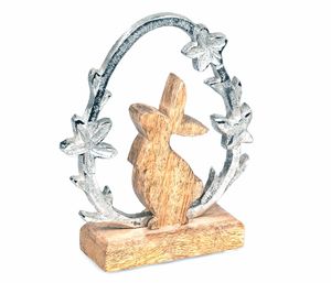 Formano Hase im Ei 30 cm Dekoration Mangoholz Figur Metall Ostern