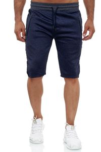 Herren Jogging Shorts Bermuda Aktiv Sweat Pants Zip Taschen Sporthose, Farben:Blau, Größe Hosen:S