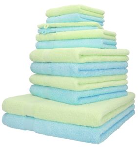 Betz 12er Handtuch-Set Palermo 100% Baumwolle Farbe türkis und grün
