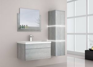HOME DELUXE - Badmöbel WANGEROOGE L Grau (HB) Badezimmermöbel Waschbecken Unterschrank Spiegel