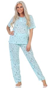 Damen Pyjama zweiteiliger Schlafanzug Pyjama-Set,  Grün/2XL/44