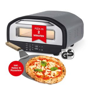 GOURMETmaxx Elektro-Pizzaofen mit Pizza-Heber - Edelstahl/schwarz