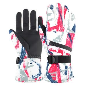 Lyžařské rukavice Vodotěsné sněhové rukavice -30℉ Zimní chladné počasí Dotykový displej Snowboardové rukavice Teplé pro muže Dámské motocyklové rukavice, růžová bílá M