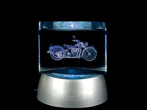 3D Laser Kristallquader Glasblock viele Motive, Modell wählen:Motorrad, Modell wählen:ohne Sockel