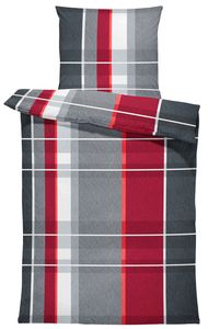 Winter Bettwäsche Thermo Fleece Kuschelig Warme Bettbezüge Flauschig Warm Weich, Größe:2 teilig   155x220 cm, Farbe:Streifen Rot Grau