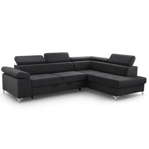 Ecksofa Sofa Couch Schlaffunktion Bettkasten MADRIT Polstermöbel (VENA 20) GRAPHIT RECHTS