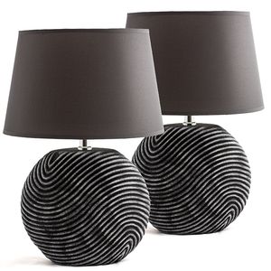 2er Set BRUBAKER Tischlampen Nachttischlampen Anthrazit Grau, Keramikfüße in zweifarbigem, matten Finish - 38 cm Höhe