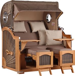 Strandkorb Düne Grande Bullauge Teak PE Grey Dessin 534