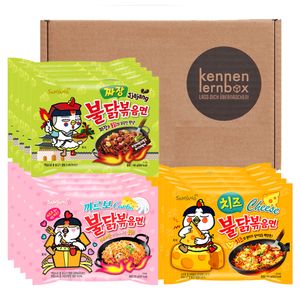 Samyang BULDAK Ramen Combo | Kennenlernbox | 5er Pack Hot Chicken Carbonara & 5er Pack Käse & 5er Pack Jjajang