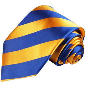 Paul Malone Herren Krawatte Schlips modern breit gestreift orange blau 409, Schmal 6cm