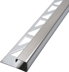 Dalsys Fliesenschiene Eckprofil Quadratprofil Edelstahl Gebürstet 2,5m x 8mm, Fliesenprofil
