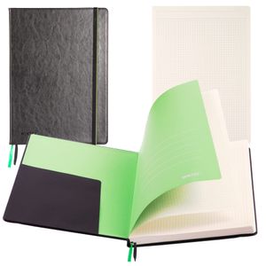 WINTEX Notizbuch in DIN A4 Kariert mit 96 Seiten - Leder Hardcover Kladde, Bullet Journal und Notizheft für Schule oder Arbeit in Schwarz für Ihre Aufzeichnungen