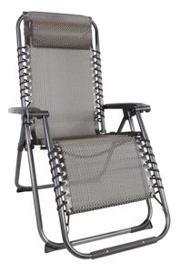 Relax Sessel mit Kopfkissen - 175cm / taupe - Verstellbarer Garten Sonnen Liege Stuhl