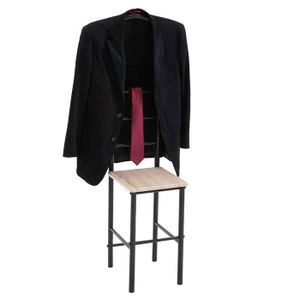 Herrendiener JIVO Stummer Diener Kleiderständer,  Metallgestell schwarz und Ablage in Sonoma Eiche, 121 cm, Garderobe mit Hosenbügel