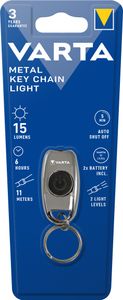 Varta L.E.D. METAL KEY CHAIN LIGHT - Lampka kontrolna breloka do kluczy - chrom - LED - 15 lm - 11 m - CR2016