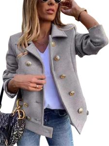 Damen Button Jacke Langarm Open Front Cardigan Mantel Winter Casual Blazer,Farbe: Grau,Größe:XXL