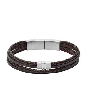 Fossil JF02934040 Armband Herren Vintage Casual Brown Multi-Strand Braided Leather