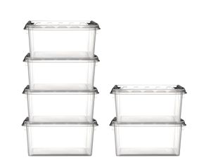 6er Set Aufbewahrungsbox stapelbar Smart Store Classic 31 transparent