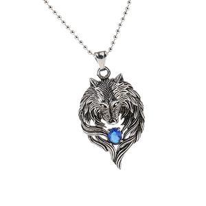Edelstahl Wolfskopf Diamant Halskette Damen Lady Geschenke