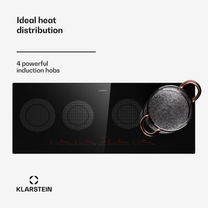 Klarstein indukční varná deska s 5 plotnami, 90 cm sklokeramická indukční varná deska s 5 varnými plotnami, indukční varná deska 11600 W, sporák s dotykovým ovládáním a ochranou proti přehřátí, účinná sklokeramická varná deska