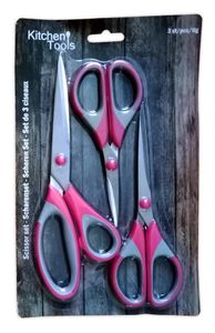 SADA NŮŽEK 3dílná sada nůžek na textil z nerezové oceli řemeslnické nůžky sada nůžek pro domácnost nůžky na šití nůžky na látky krejčovské nůžky 78 (červená)