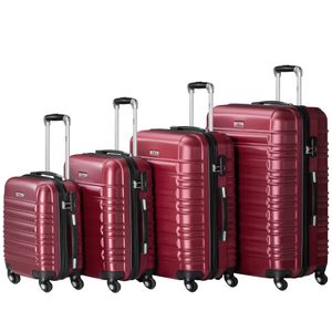 Zelsius Koffer Set 4 Stück, Rot, ABS Hartschalenkoffer mit Zahlenschloss und Innen Trennwand