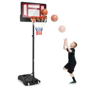 COSTWAY Basketballkorb mit Ständer 90-210 cm höhenverstellbar, Basketballständer mit 2 Rädern, Korbanlage für Kinder, Erwachsene, wetterbeständig Outdoor