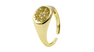 SoulSisters Lieblingsschmuck Ring Siegelring Vintage Stern aus 925 Sterling Silber vergoldet, verstellbar (Stern)