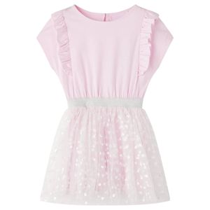 vidaXL Dětské šaty s volánky světle růžové 140