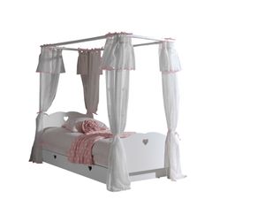 Sada Amori se skládá z: Postel s baldachýnem, zásuvka na postel a textilní závěs