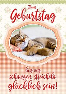 bentino Geburtstagskarte XL mit Kunstfell zum STREICHELN, DIN A4 Set mit Umschlag, bei jedem Streicheln hörst Du ein Katzen-Miau, Glückwunschkarte mit Sound, hochwertige Grußkarte