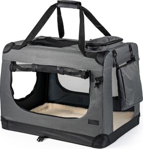 lionto Katzentransportbox aus Textil, 50x34x36 cm, grau