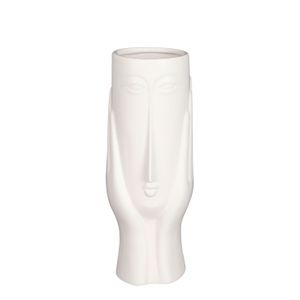 Mica Decorations Vase Gesicht - L12 x B11,5 x H30 cm - Weiß