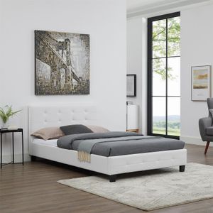 Polsterbett BRIGHTON Bett mit Liegefläche 120x200 cm Einzelbett inklusive Lattenrost Jugendbett mit Bezug aus Kunstleder in weiß