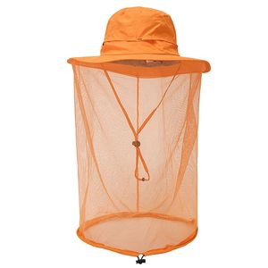 Uni Moskito Insekt Bienennetz Mesh Kopf Gesichtsschutz Angeln Jagd Hut-Orange